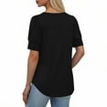 thumbnail image 6 of T Shirts for Women Basic Folded Short Sleeve Elastic Cuffs Round Neck Loose Tops Spring and Summer Crew Neck Tee Women's Top, 6 of 8
