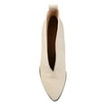 thumbnail image 3 of JOURNEE COLLECTION Womens Beige Textured Deep V Center Cut Cushioned Bellamy Block Heel Booties 10, 3 of 4