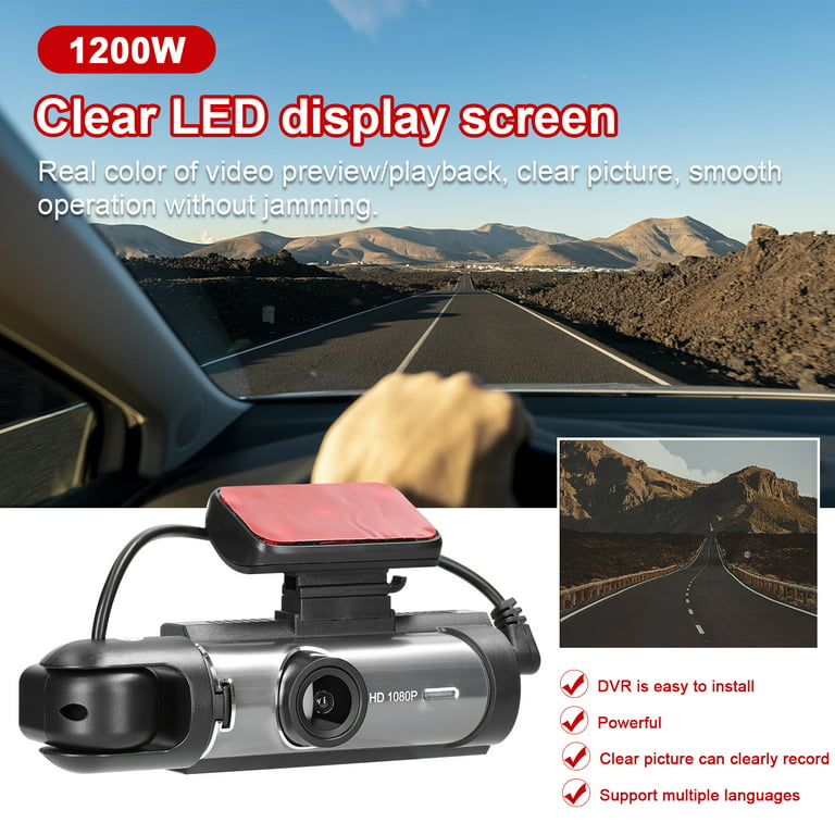 Meterk Multi-Language Dual Lens Car Video Recorder Auto Dash Cam Car Recorder Night Viewing Loop Recording DVR 170 Degree Wide Angle Car Camcorder