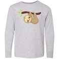 thumbnail image 3 of Inktastic Cute Sloth Hanging From Tree Branch, Lazy Sloth Long Sleeve Youth T-Shirt, 3 of 5
