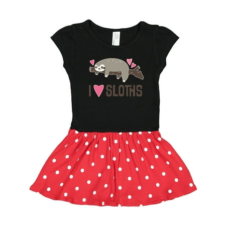 

Inktastic I Love Sloths Gift Toddler Girl Dress