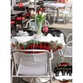 thumbnail image 4 of Outdoor Tablecloth with Umbrella Hole and Zipper, Christmas Tree Round Table Cloth 54 Inch Waterproof Tablecloth, Xmas Tree Snowflake Black Red Plaid Picnic Table Cover for Patio Camping, 4 of 7