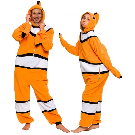 FUNZIEZ! - Clown Fish Slim Fit Adult Unisex Novelty Union Suit Costume for Halloween - Small
