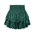 thumbnail image 4 of XIAONU Women Sequin Ruffled Mini Skirt High Waist Layered Sparkly Party Gown Party Holiday Wear Skirts, 4 of 4