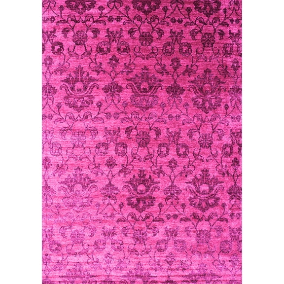 Ahgly Company Indoor Rectangle Abstract Pink Contemporary Area Rugs, 3' x 5'