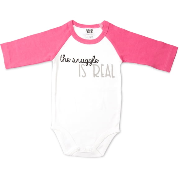 Pavilion Gift Company - Snuggle - 6-12 Months 3/4 Length Pink Sleeve Onesie