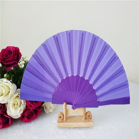 

CHMORA Pattern Folding Dance Wedding Party Lace Silk Folding Hand Held Solid Color Fan