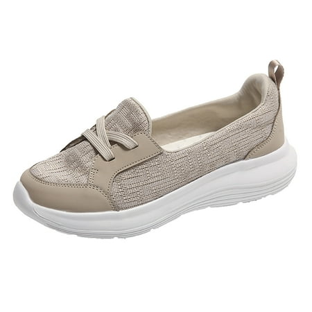 Caqnni Women s Loafers Shoes Wide Toe Dress Shoes Slip on Casual Penny Loafers Office Shoes Flats Shoes (9.5 Z03-Beige)