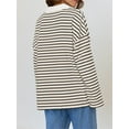 thumbnail image 6 of Rdhnmea Women Long Sleeve T-Shirts Stripe Turn-Down Collar V-Neck Shirts, 6 of 7