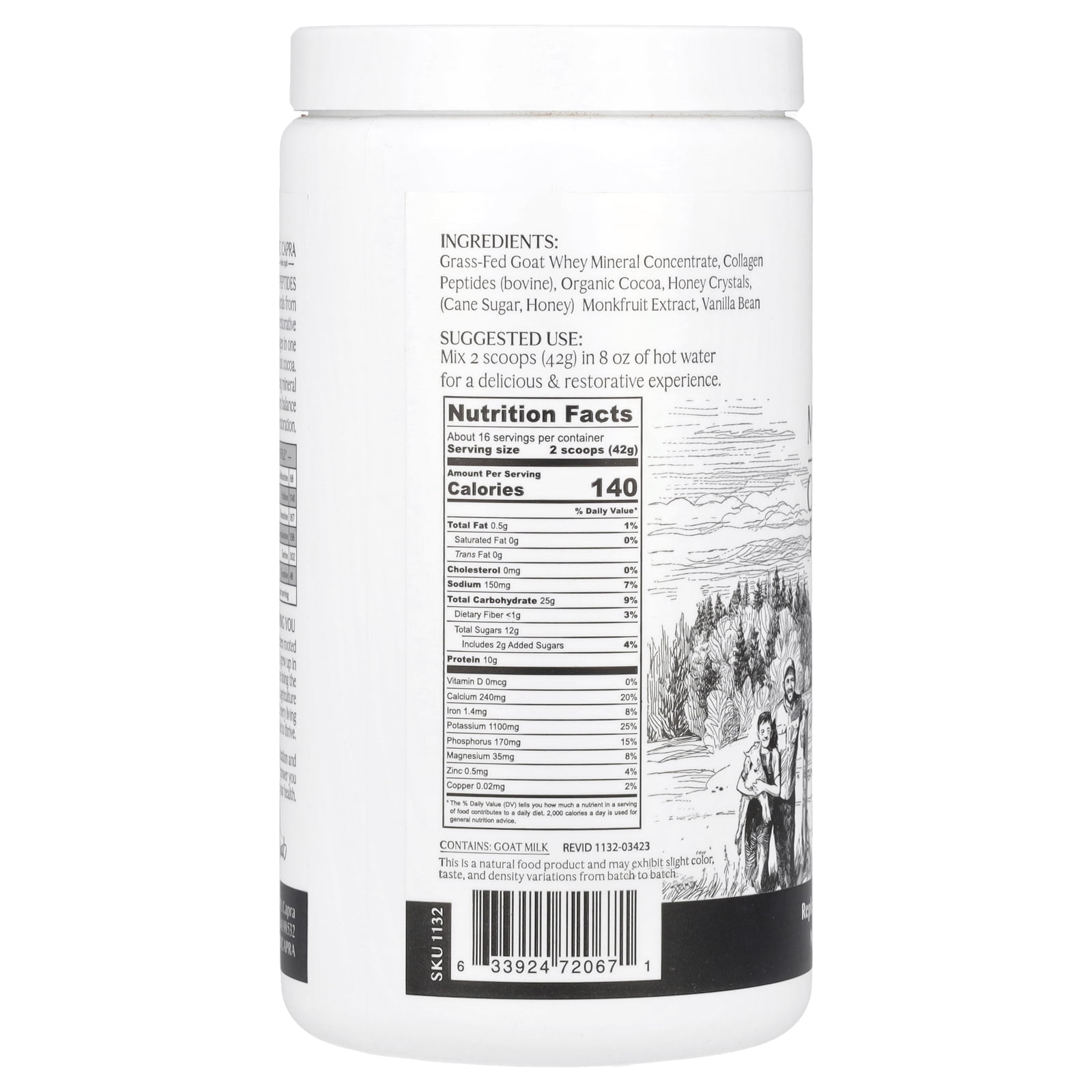 Mt. Capra Clean Minerals with Collagen Peptides, Hot Cocoa, 23.8 oz (675 g)
