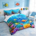 thumbnail image 2 of Manfei Cartoon Dolphin Bedding Comforter Set for Kids Boys and Girls, Tropical Fish Coral King Bedding Sets, Stars Reversible 7-Piece, 2 of 6