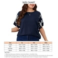 thumbnail image 4 of Blusa extragrande de manga corta, holgada, ajustada, estampada, con cuello redondo, blusa extragrande para mujer, 4 of 6