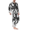 thumbnail image 2 of Naloa Abstract Ink Octopus Men’s Pajamas Set - Long Sleeve Button Down Sleep Shirt and Pajama Bottoms Sleepwear Set-Medium, 2 of 7