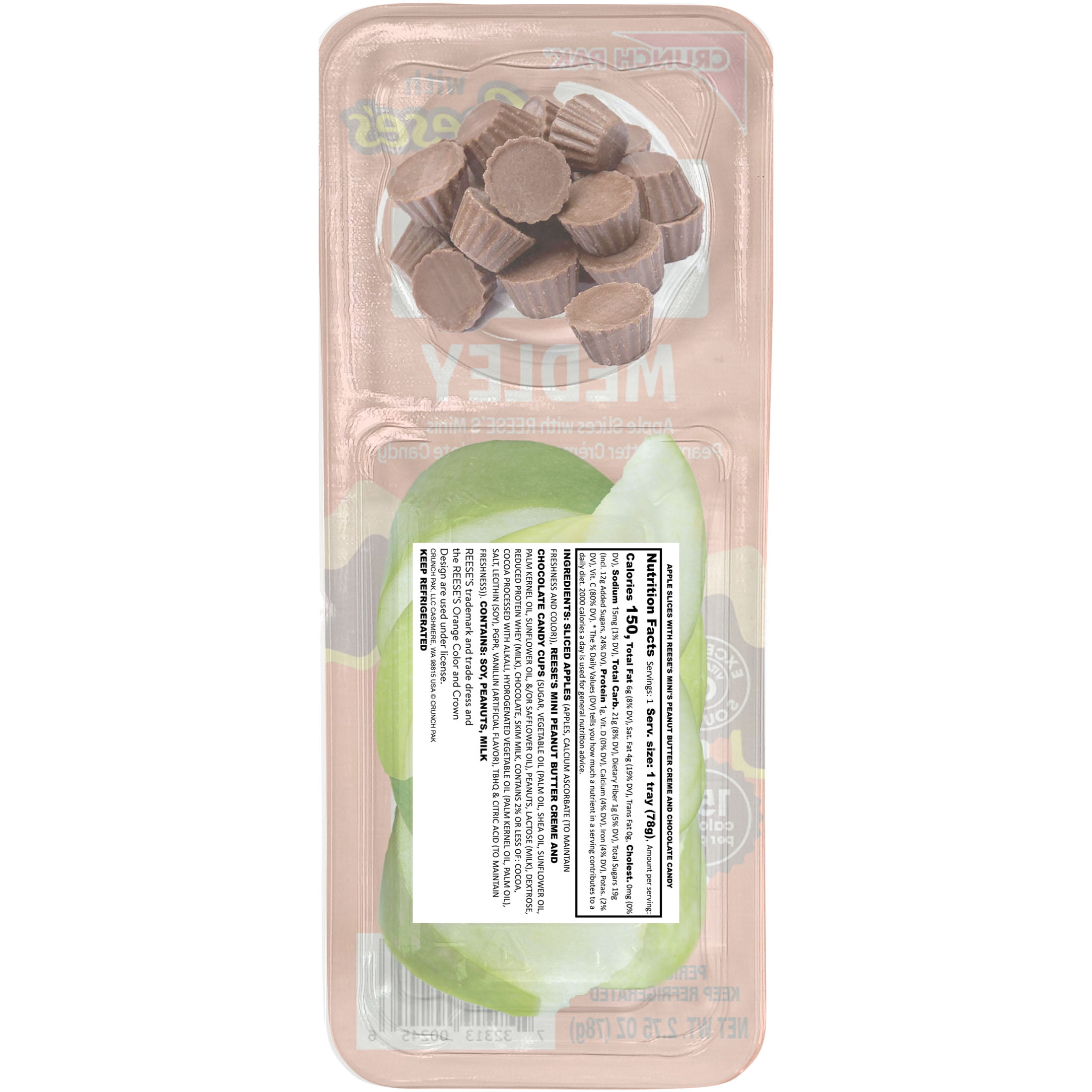 Crunch Pak Snack Medley with Fresh Sweet Apples and Reese's Mini Peanut Butter Cups, 2.75oz Tray
