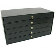 5 Drawer Jewelry Organizer, Storage Display Case Box Black