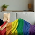 thumbnail image 3 of Pride Soft Flannel Fleece Blanket, Simplistic Design of LGBT Flag Rainbow Colors Gender Freedom Gay Community Love Wins, Cozy Plush for Indoor and Outdoor Use, 70" x 90", Multicolor, by Ambesonne, 3 of 5