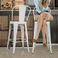 thumbnail image 4 of Magshion Modern Metal Dining Side Chairs Set of 4, Stackable Bistro Chairs with Wooden Seat, White, 4 of 9