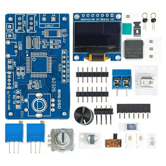Mini Digital Oscilloscope Kit, STC8K8A MCU Electronics with 0.96-inch for OLED
