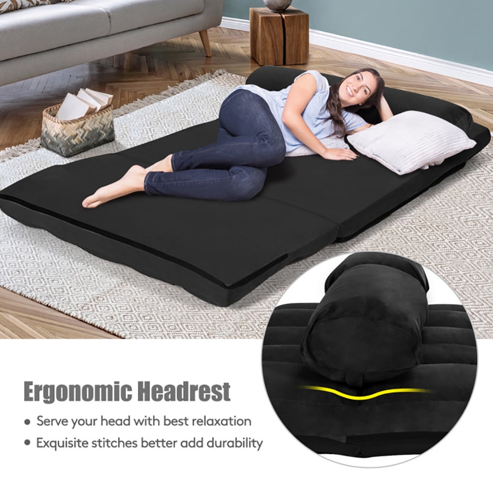 Finihen Fold Sofa Bed, Fold Out Couch, 6-Position Foldable Floor Sofa Bed with Detachable Cloth Cover, Washable Cover, Black Finihen Fold Sofa Bed, Fold Out Couch, 6-Position Foldable Floor Sofa Bed with Detachable Cloth Cover, Washable Cover, Black