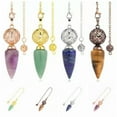 thumbnail image 2 of QQTDFG Cone Shape Reiki Pendulum Pendant Home Decoration-Silver-Rose Quartz, 2 of 9