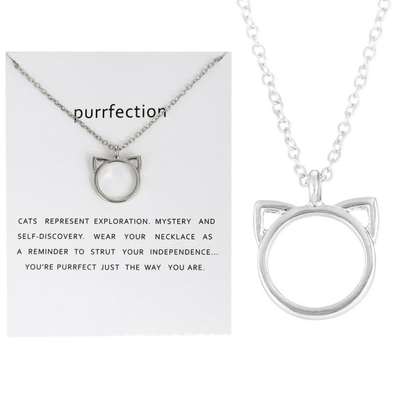 Hearth & Gear Fashion Jewelry Purrfection Cat Ear Alloy Pendant Short Necklace Women Womens Chains for Necklaces Pearl Necklace Long Pendant Chain Necklace Women Initial Pearl Necklace for Women