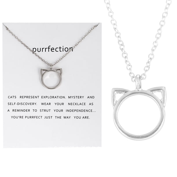 Fashion Jewelry Purrfection Oreja de Gato Colgante Collar Corto Mujeres Regalo