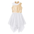 thumbnail image 5 of Alvivi Big Girls Metallic Liturgical Praise Dance Dress Church Robe Color Block Worship Dancewear White 14, 5 of 7