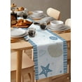 thumbnail image 6 of nqOlkjepod Light Blue Coastal Table Runner 72 Inches Long Farmhouse Dress Scarves, Ocean Nautical Starfish Coral Striped Dining Tablerunner for Coffee Table/Kitchen Island/Party Décor, 14" x 72", 6 of 8