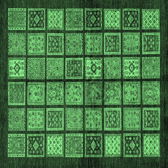 Ahgly Company Indoor Square Abstract Emerald Green Modern Area Rugs, 3' Square