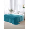 thumbnail image 5 of Turquoise White Ombre California King Size Flat Sheet, Wrinkleproof & Fadeproof Cooling Flat Bed Sheet Only, Modern Country Abstract Stripes Breathable Soft Bedding Top Sheets 108 x 98 Inches, 5 of 8