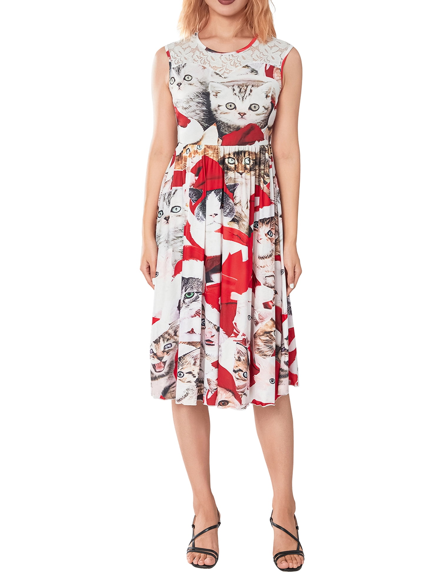 Gureui Women's Funny Christmas Dress, Plus Size 3D Santa Printed