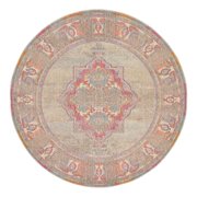 Unique Loom Medici Collection Area Rug - La Rambla (6 1 Round Light Blue/Beige)