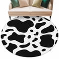 thumbnail image 2 of 5ft Round Rug, Black and White Non-Skid Rubber Backing Large Area Rugs - Living Room Bedroom Home Office, Farmhouse Cow Black White Indoor Floor Mat Carpets Washable Rug, 2 of 9