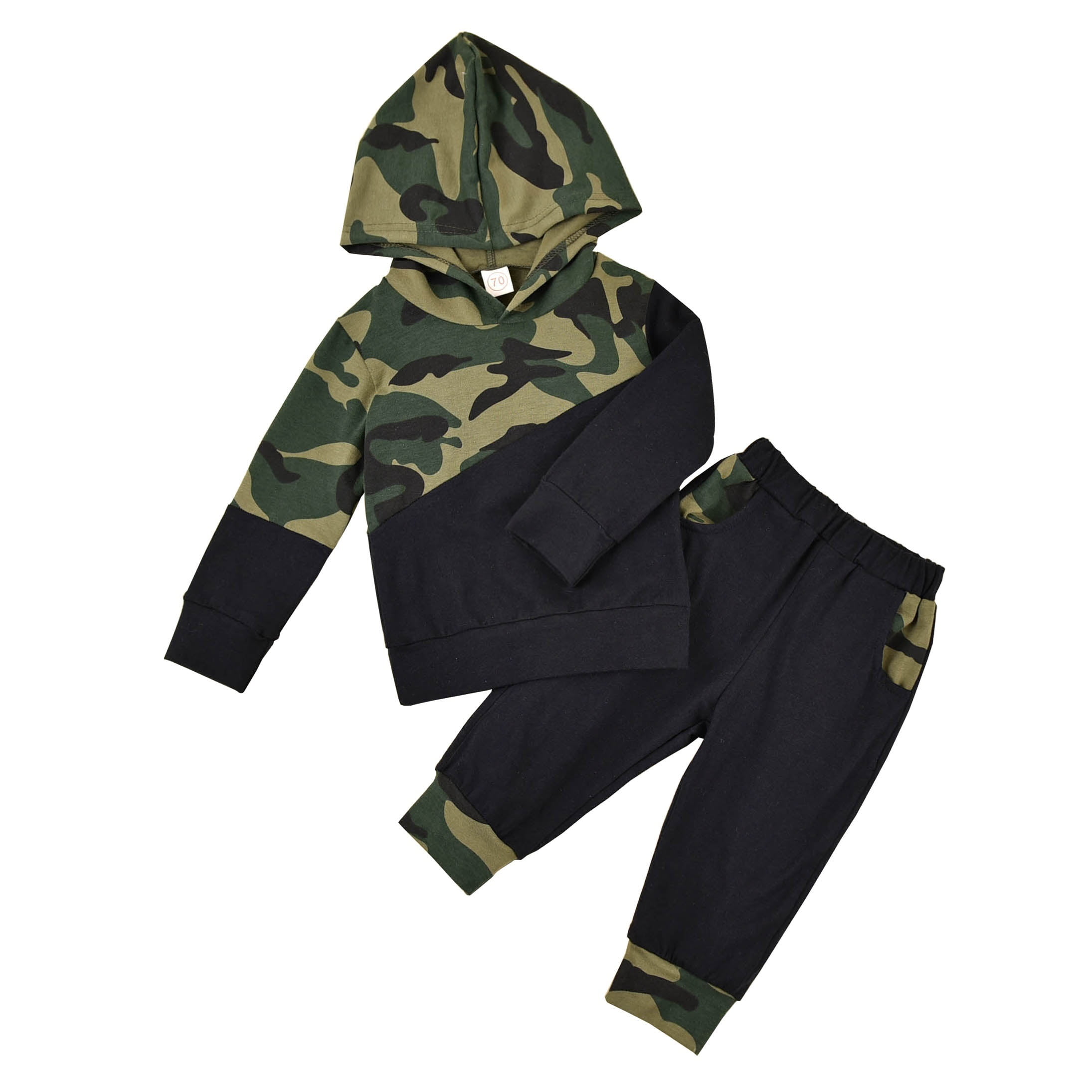 Infant Toddler Boys Camouflage Outfits Suits, Long Sleeve Hooded ...