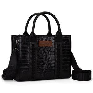 Montana West Wrangler Women's Black Crocodile Tote