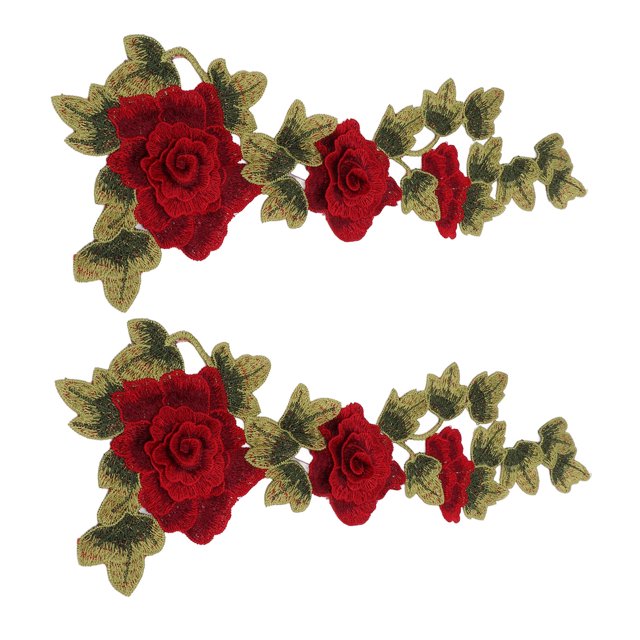 Tela Bordada Con Flores De Rosas, Material De Poliéster, Parche Bordado Con Flores Para Planchar, Detalles Delicados De Flores Para Decorar Y Ocultar Daños