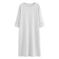 thumbnail image 5 of ClodeEU Women's Long Sleeve Crew Neck Midi Dress with Pockets, Solid Color Casual Loose Knee Length Dress White,Women's Plus XXL, 5 of 6