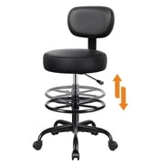 COOLHUT Tall Office Chair with Backrest for Standing Desk, Adjustable Foot Rest Rolling Stool with Wheels, PU Leather Office Chair for Lab Counter Studio Dental Office Salon Office Chairs, Black