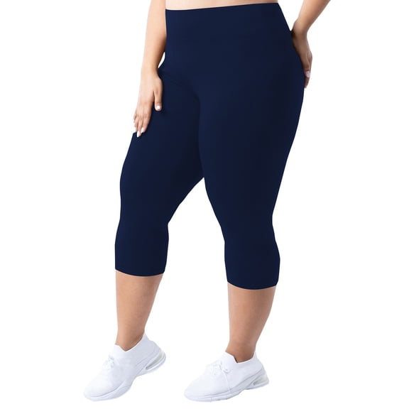 Capri Exercise Leggings for Women Plus Size Tummy Control Compression Casual Leggings Booty Lift Low Waist Swim Yoga Pants Navy 4XL