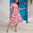 thumbnail image 5 of Women's Summer Casual Crew Neck Flutter Short Sleeve Smocked Tiered Maxi Dress-L, 5 of 5