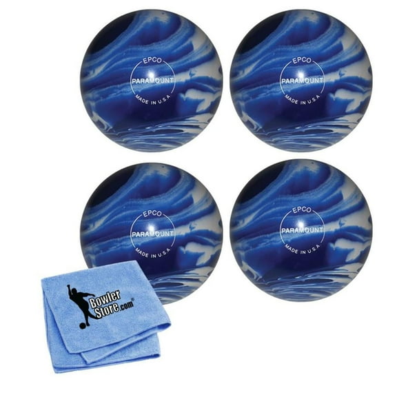 EPCO Paramount Marbleized Candlepin Bowling Ball (Blue White, 4.5 inch, 2.6 lbs.) 4 Balls
