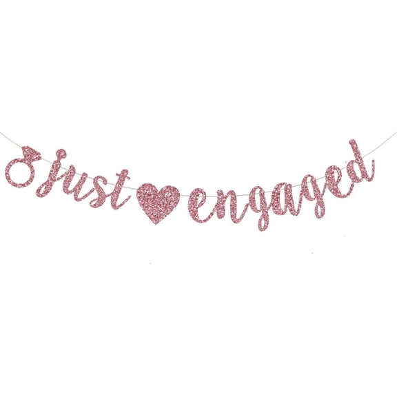 Just Engaged Banner, Rose Gold Engagement Party Sign, Bridal Shower/Bachelorette/Wedding Party Supplies Decorations.(Pre-strung)