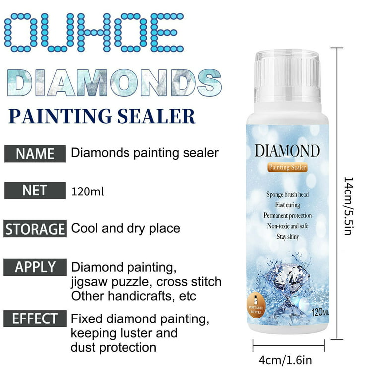 Vikakiooze Promotion on Sale Diamond Art Painting Sealer 1 Pack 120ML 5D Diamond  Art Painting Art Glue With Sponge Head Fast Drying Prevent Falling Off 