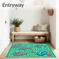 thumbnail image 3 of ODIKA 2'x3' Machine Washable Non-Slip Area Rug, Whimsical Seahorse Nautical Bath High Traffic Rug, Green, 729636, 3 of 7