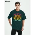 thumbnail image 3 of Whichone That's What I Do I Fix Stuff And I Know Things Funny Graphics Men's Casual Cotton Short Sleeve T-shirt Green Large, 3 of 9
