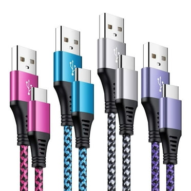 USB C Cable,SixSim USB A to USB C Cables 6ft 4pack Android Type C Charging Cords 3A Fast USB C Charger Cables Nylon Braided USB C Charging Cable USB to Type C Cable 6ft(Rose,White,Purple,Blue)