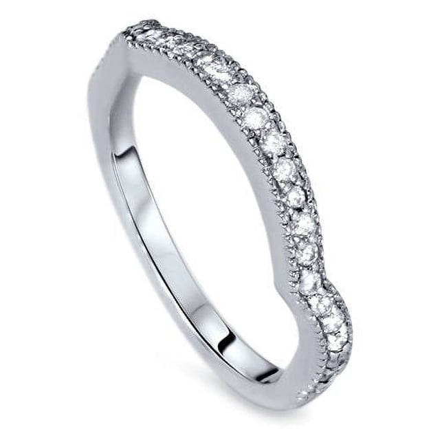 Bague de Mariage Incurvée en Diamant 1/4 Ct en Or Blanc 14 K