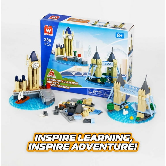 Wise Block Famous Landmark Series Britain Big Ben & Tower Bridge Building Set - 2 Pack
