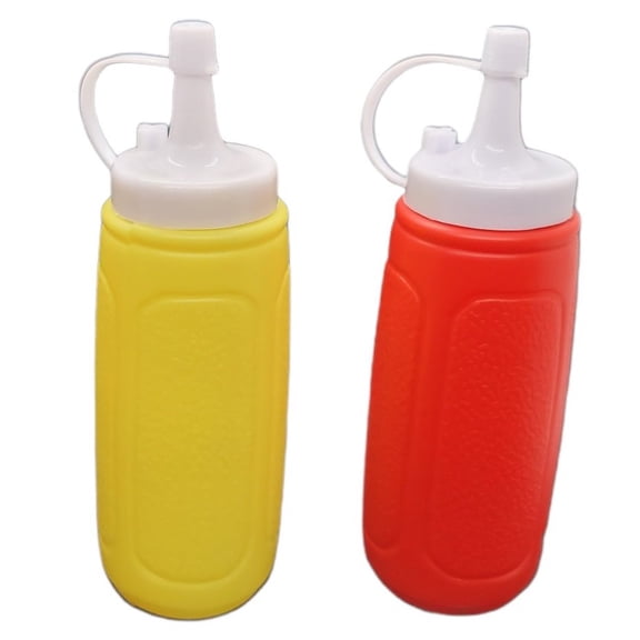 Handy Housewares 2 pc Squeezable Picnic Condiment 8 oz. Squeeze Dispenser Storage Bottles - Great for Ketchup Mustard or BBQ Sauce!