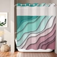 thumbnail image 6 of No Hook Shower Curtain with Built-in Rings - Aqua Green Purple Beach Coastal Washable Waterproof Fabric Bathroom Curtains for Hotel,Rentals, 72 X 78 Inch Long , Abstract Geometric Ocean Waves, 6 of 8